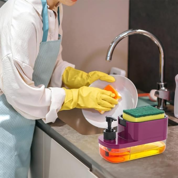 3-in-1 Soap Dispenser with Sponge Holder & Pump – Smart Sink Organizer