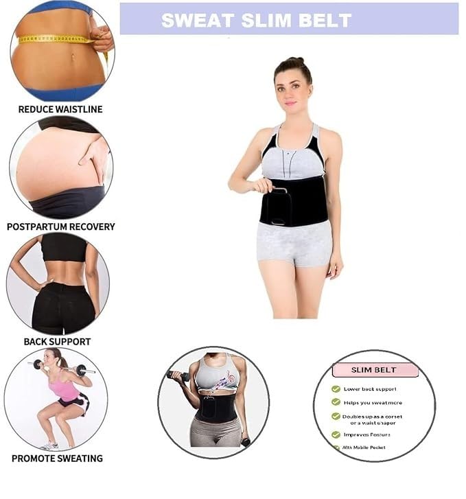 Weight lose belt fat lose belt pet kam karne ki belt patla hone ka belt sweat slim belt hot belt yoga belt ,exercise belt tummy trimmer belt for both men & women (Free size,Pack of 1 )