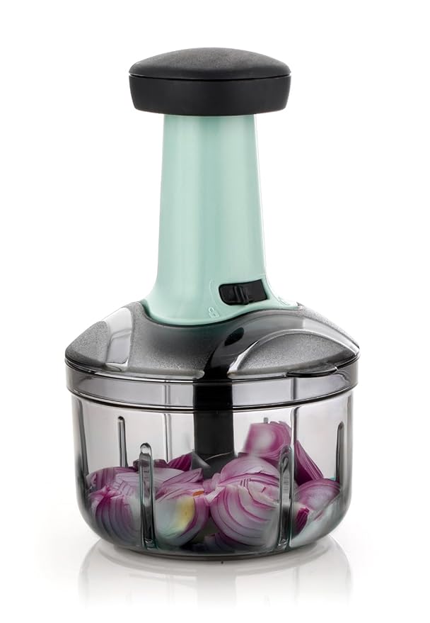 Stysol 1000ml large quick manual push chopper for onion,chilly,vegetables with stainless steel blades