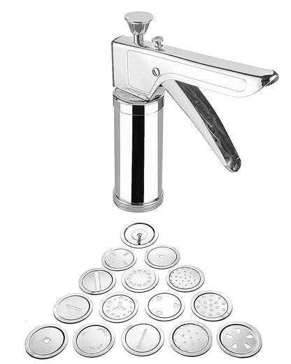 15 in 1 Stainless Steel Kitchen Press | idiyappam Maker | Murukku Machine | Chakli Maker | Sev | Noodles | Gathiya | Bhujiya | Cookies | Farsan Namkeen Snacks Maker