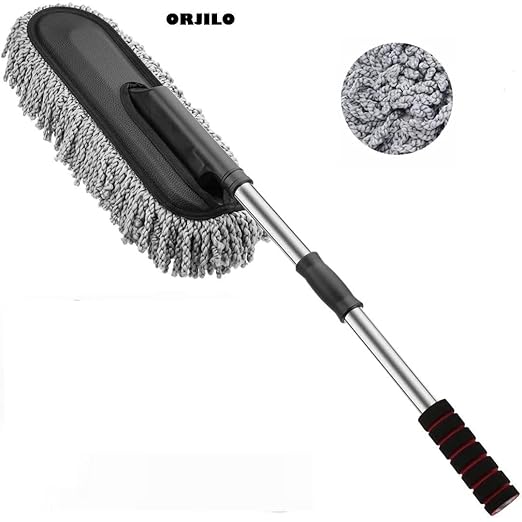 ORJILO 5 PCS Microfiber Car Duster Kit Interior & Exterior Car Cleaning Detailing Tool Scratch & Lint Free, Pollen Removing Extendable Long Handle Duster for Car & Motorcycle car (Car Duster Kit)