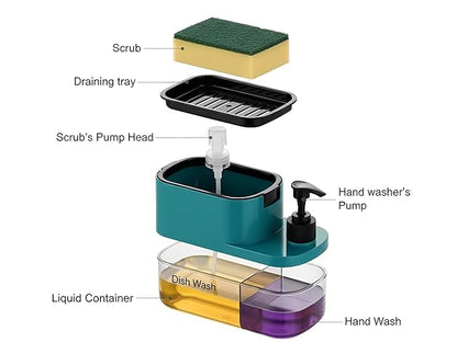3-in-1 Soap Dispenser with Sponge Holder & Pump – Smart Sink Organizer
