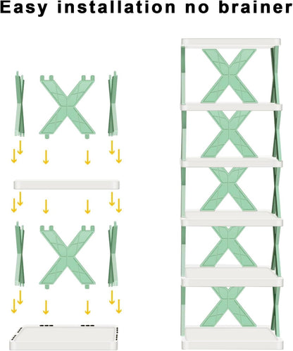 6 Layer Plastic Shoe Rack for Home Stackable & Adjustable Shoe Organizer Shelf for Entryway, Bedroom & Corner Use Space-Saving Foldable Stand with Book & Shoe Storage Slots (6 Layer)