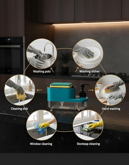 3-in-1 Soap Dispenser with Sponge Holder & Pump – Smart Sink Organizer