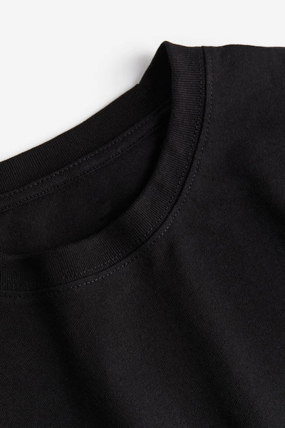 Anime Printed oversize drop shoulder round neck pure cotton Black T-shirt for men